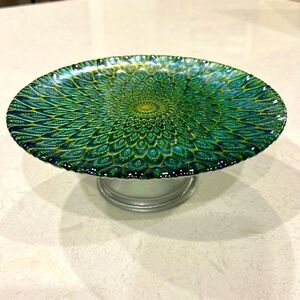 Cake stand 8” donated, beautiful peacock design.